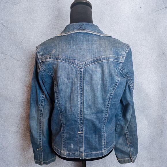 Vintage Y2K Hydraulic Denim Button Blazer Jacket Medium - Picture 4 of 9